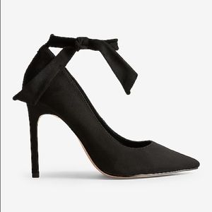 Express Ankle Tie Pumps Black Suede High Heel Shoes